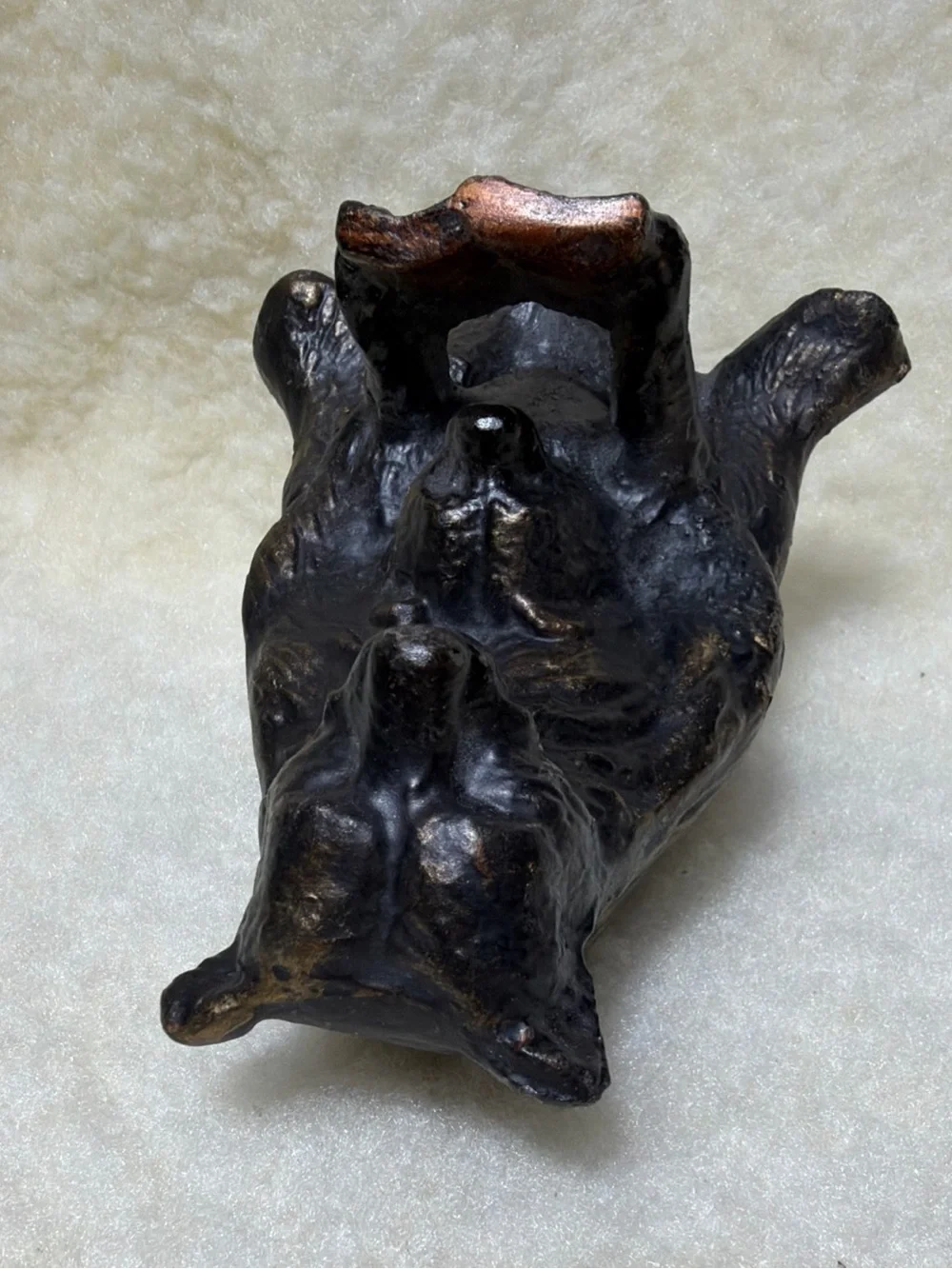 Vintage Bronze-Tone Reading Bear Figurine Home Accent One Bookend